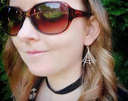 Spider Web Earrings, Cute Spooky Halloween Jewelry, Stainless Steel  Cobwebs, Hoops Hooks or Clip