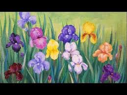 Iris Flower Garden Live Impressionist Acrylic Painting Tutorial Youtube Painting Tutorial Spring Painting Flower Painting