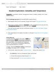 Temperature (see notice how the temperature dependence of nacl is fairly flat. Gizmos Solubility And Temperature Doc Name Sam Hargadon Date Student Exploration Solubility And Temperature Vocabulary Concentration Dissolve Course Hero