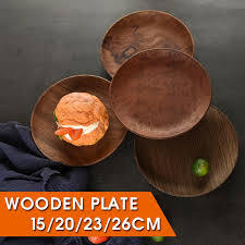 Choose from a wide range of trays in various materials like plastic, wooden, steel & more with a discount of upto 50% on myntra. Wood Round Dinner Plate Western Food Round Dessert Serving Tray Snack Fruit Holder Home Decor Buy At A Low Prices On Joom E Commerce Platform