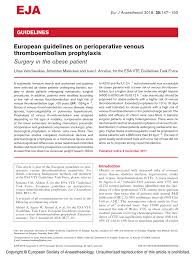 Pdf European Guidelines On Perioperative Venous Thromboembolism Prophylaxis Surgery In The Obese Patient