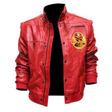 The Karate Kid Johnny Lawrence Cobra Kai Red Leather Jacket Right Jackets In 2021 Leather Bomber Jacket Leather Jacket Kids Leather Jackets