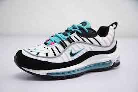 Men Authentic Nike Air Max 98 South Beach White Pink Kinetic Green Black 640744 005 Nike Air Max Nike Shoes Air Max Popular Shoes