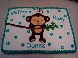 Pin By Adrienne Holman On My Cakes Baby Shower Cakes For Boys Baby Shower Sheet Cakes Monkey Baby Shower