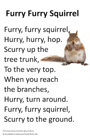 Itty Bitty Rhyme Furry Furry Squirrel Preschool Poems Kids Poems Preschool Songs