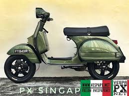 Nice Army Green Vespa Px Custom With Vespa Gts 12 Velg Pxsingapura Vespa Px Vespa Px Vespa Vespa Scooters