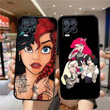 Coque de téléphone noire en silicone, motif tatouage princesse Disney, étui  pour Huawei Honor X8, X8a, X9a, 8X, 90 Lite, X7, X7a, X9, 70, Magic5 Pro,  ...