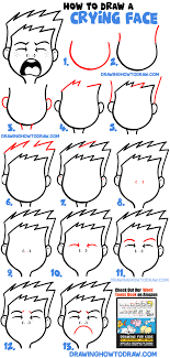 How To Draw Cartoon Facial Expressions : Crying, Sad, Sobbing, Bawling - How  To Draw Step By Step Drawing Tutorials
