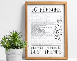 15 wunderbare diy geschenkideen für die beste freundin. 30 Grunde Freundschaft Druck Geschenk Beste Freundin Etsy