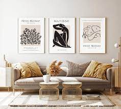 Matisse Print Set Black Beige Wall Art Set of 3 Prints - Etsy New Zealand