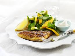 Grill fish about 5 minutes per side, until just opaque in the center. Livelighter Healthy Spicy B B Q Fish With Mango Salad Recipe