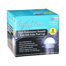 Summit chain link lighting post caps are designed to fit over standard chain link fence posts. Classy Caps Summit Solar Lighting Post Caps For Round Chain Link Fence Posts Silver Hoover Fence Co