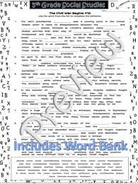 In This Set Students Examine The Beginning Of The Civil War In The United States Cloze Passage Fill In The Word Bank 5th Grade Social Studies Cloze Passages