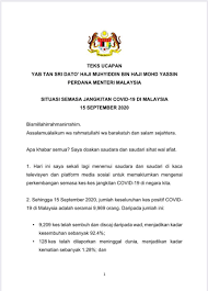 Maybe you would like to learn more about one of these? Majlis Keselamatan Negara On Twitter Teks Ucapan Perdana Menteri Tan Sri Muhyiddin Yassin Mengenai Situasi Semasa Jangkitan Covid 19 Di Malaysia 15 Sept 2020 Https T Co Xr1hq5lnoh