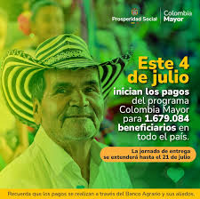 title HOY INICIARON LOS PAGOS A LOS BENEFICIARIOS DE COLOMBIA MAYOR ⚠️  Desde hoy 4 de julio (para bancarizados) y desde el 8 de julio (no  bancarizados), y hasta el 21 de