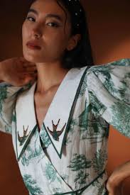 Ava White Green Dress