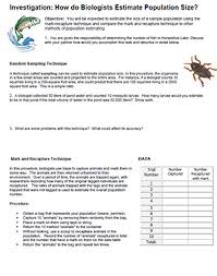 Investigation Estimating Population Size Biology Lessons Teaching Biology Biology Classroom