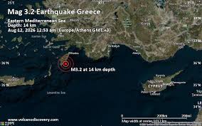 Small Magnitude 3.2 Earthquake 55 km Southwest of Rhodes, Greece