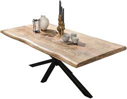 L'indémodable table bois massif est appréciée pour son caractère authentique et naturel. Table A Diner 180 X 90 Cm Tops Tables Bois De Manguier Massif Fer Noir Vieilli Sb Meubles Discount