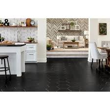 The collections feature a mature and refined taste that has avoided the ever changing fashion and design fads. Opal Black Hexagon Porcelain Tile Black Porcelain Tiles Floor Decor Flooring