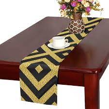 Ethnic and animal print pattern black and gold short table runner. Yusdecor Gold Black Table Runner For Kitchen Wedding Party Home Decor 14x72 Inch Walmart Canada