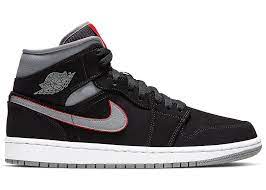 Jordan 1 Mid Black Particle Grey Gym Red 554724 060