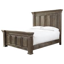 Queen platform bed with framed curved cap rail headboard. Signature Design By Ashley Wyndahl Rustic Lodge Style Queen Panel Bed Standard Furniture Panel Beds