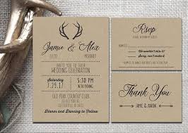 Rustic Brown Kraft Wedding Invitations Itemized Wedding Printable Invitations Deer Antlers Hunting Kraft Wedding Invitations Kraft Wedding Wedding Invitations