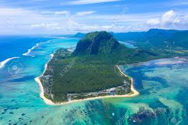Located between the mountain and the lagoon is another fabulous place full of royal villas and. Aerial View Of Le Morne Brabant Coral Reef Of The Island Of Stock Photo Picture And Royalty Free Image Image 149896081