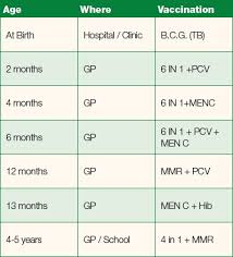 Childhood Immunisation Chart Carrick Road Medical Centre