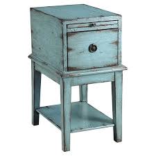 Wood Chairside Cabinet With One Drawer And A Distressed Blue Finish Product Side Cabinetconstruction Material W Vintage Side Table Furniture Chair Side Table