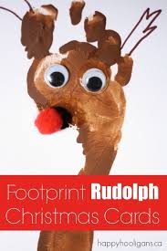 The fun bauble card for christmas. Footprint Rudolph Christmas Cards Happy Hooligans