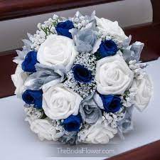 Jj's house offers tons of affordable wedding flowers and wedding bouquets in a variety of materials, such as silk wedding flowers and satin ones. Royal Blue And Silver Silk Wedding Bouquet Horizon Blue Bridal Thebridalflower Wedding On Ar Wedding Bridal Bouquets Silk Wedding Bouquets Wedding Flowers
