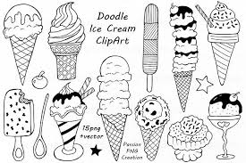 Black And White Cartoon Picture Of Ice Cream Big Set Of Doodle Sweets Clipart Ice Cream Clipart Doodles Doodle Art