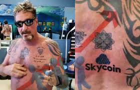 Libertarian trailblazer john mcafee, who was found dead in a spanish prison cell, said he wouldn't kill himself in a popular 2019 tweet in which he also showed off his whacked tattoo. John Mcafee Strikes Again Shows The World His New Skycoin Tattoo Causing Sky Token To Surge 12