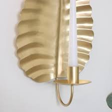 Gold leaf sconces for bedroom. Gold Leaf Wall Candle Sconce