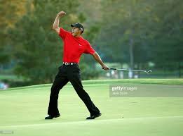 Tiger Woods Celebrating Winning The 2005 Masters Getty Images Tiger Woods Sports Psychology Golf
