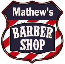 Mathew's Barber Shop Sign Shield Metal Gift Hair Gift 211110020244