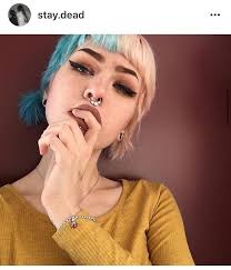 Stay Dead Pink And Blue Half Hair Two Toned Hair Aesthetic Hair Blur Hair