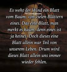 Es Weht Der Wind Ein Blatt Vom Baum Trauer Trauerspruch Tod