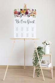 Printable Floral Seating Chart Wedding Wedding Seating