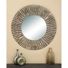 This Decorative Mirror Is Like A Piece Of Oversized Contemporary Art The Triple Layered Corrugate Met Round Wall Mirror Mirror Design Wall Antique Mirror Wall