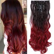 Whether you have short or long hair, you can easily transform your look, making your hair appear longer and thicker. Amazon Com S Noilite 24 Ombre Dip Dye Long Curly Clip In Hair Extensions Two Tone Thick Full Head Synthetic Hairpieces Dark Brown To Dark Red Women Fashion Hairstyle Beauty