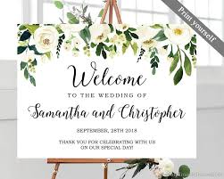 White Flowers Wedding Poster Printable Wedding Poster Floral Welcome Poster Template Wedding Landsc Wedding Printables Wedding Posters Wedding Welcome Signs