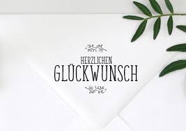 Textvorlagen auch kostenlos zum download unsere herzlichsten/besten glückwünsche/wünsche zur hochzeit/trauung/vermählung. Schrift Stempel Spruch Herzlichen Gluckwunsch Mit Zweigen Duetori