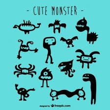 I think your kids would still have a fun time drawing fish on their own; Cute Monster Images Free Vectors Stock Photos Psd