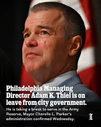 Philadelphia Managing Director Adam K. Thiel — whose job entails overseeing  agencies including the prisons, fire, water, and streets departments — is  taking a break from city government this summer to go