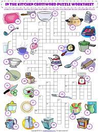 A 20 question printable kitchen safety crossword with answer key. In The Kitchen Esl Vocabulary Criss Cross Crossword Puzzle Worksheet Pdf Kitchen Tools