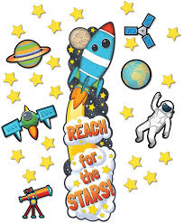 It would be ironic to think that even the top leading design schools of the world may not have considered decorating their classroom. Amazon Com Eureka Reach For The Stars Space Themed Classroom Decoration Door Poster Kit 34pcs 45 H Office Products