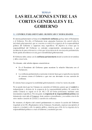 Según señala el artículo 112, el presidente del gobierno, previa. Tema 5 Relaciones Entre Las Cortes Generales Y El Gobierno Docsity